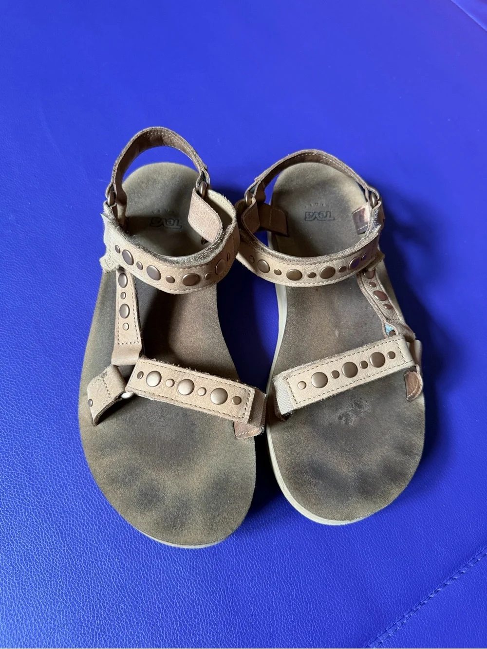 TEVA Tan Studded Midform Platform Sandals